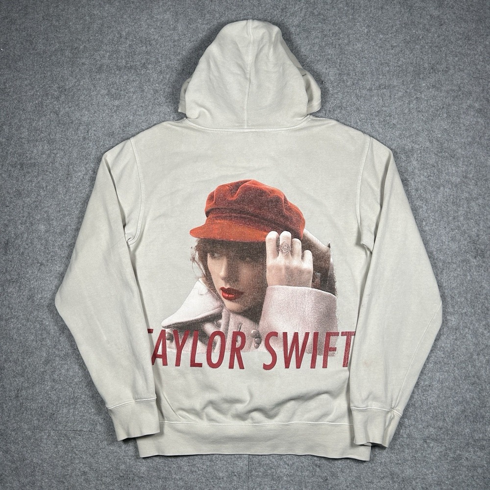 Taylor Swift Pullover‎ Hoodie Adult Medium Cream RED Taylor's Version Baggy Fit